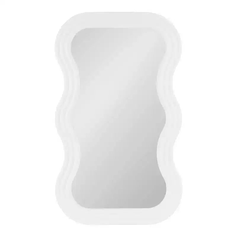 24"x40" Wavy Wall Mirror Wood White