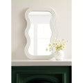 24"x40" Wavy Wall Mirror Wood White
