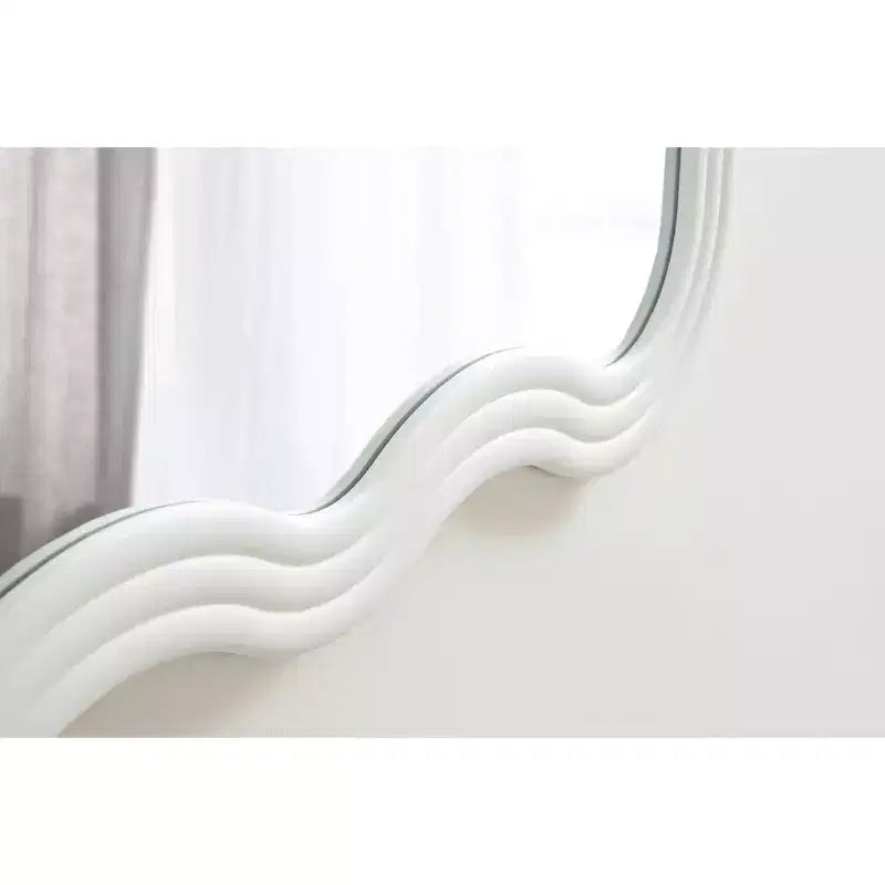 24"x40" Wavy Wall Mirror Wood White