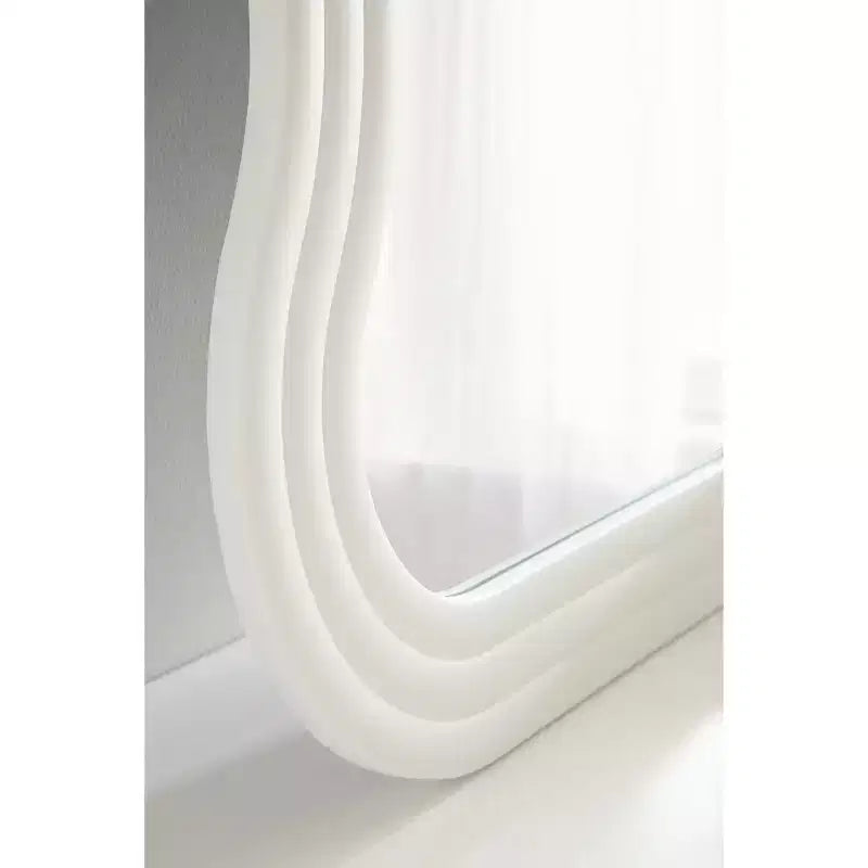 24"x40" Wavy Wall Mirror Wood White