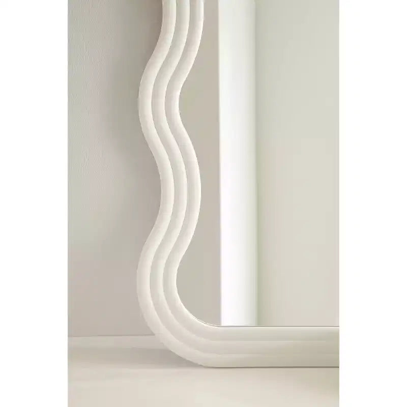 24"x40" Wavy Wall Mirror Wood White