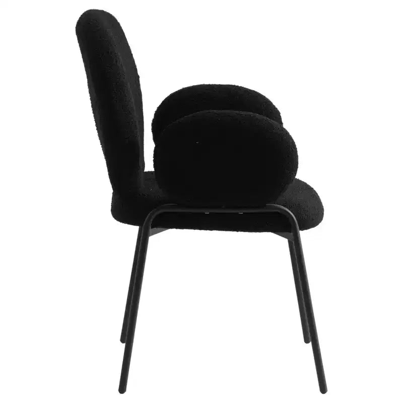 Boucle Dining Arm Chairs with Black Frame  Set of 2, Comfortable, Stylish, Modern Accent for Dining Rooms & Kitchens