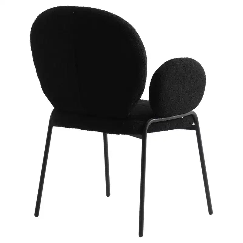 Boucle Dining Arm Chairs with Black Frame  Set of 2, Comfortable, Stylish, Modern Accent for Dining Rooms & Kitchens
