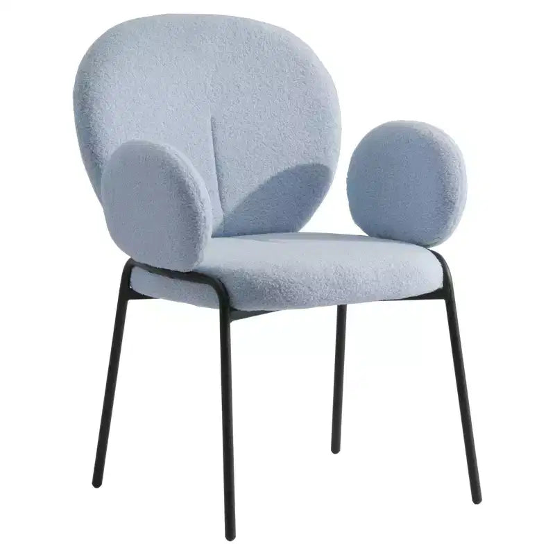 Boucle Dining Arm Chairs with Black Frame  Set of 2, Comfortable, Stylish, Modern Accent for Dining Rooms & Kitchens