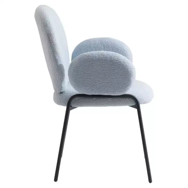 Boucle Dining Arm Chairs with Black Frame  Set of 2, Comfortable, Stylish, Modern Accent for Dining Rooms & Kitchens