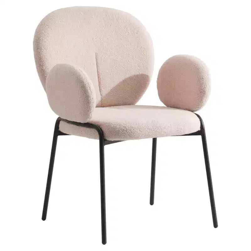 Boucle Dining Arm Chairs with Black Frame  Set of 2, Comfortable, Stylish, Modern Accent for Dining Rooms & Kitchens