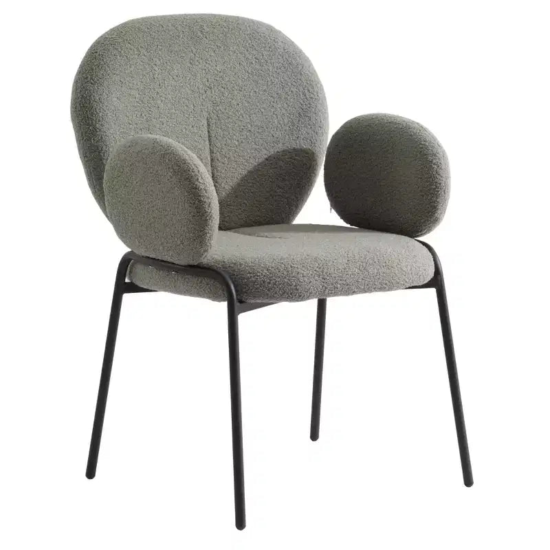 Boucle Dining Arm Chairs with Black Frame  Set of 2, Comfortable, Stylish, Modern Accent for Dining Rooms & Kitchens