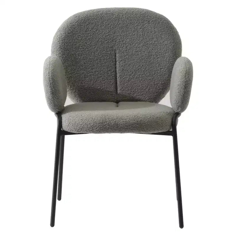 Boucle Dining Arm Chairs with Black Frame  Set of 2, Comfortable, Stylish, Modern Accent for Dining Rooms & Kitchens