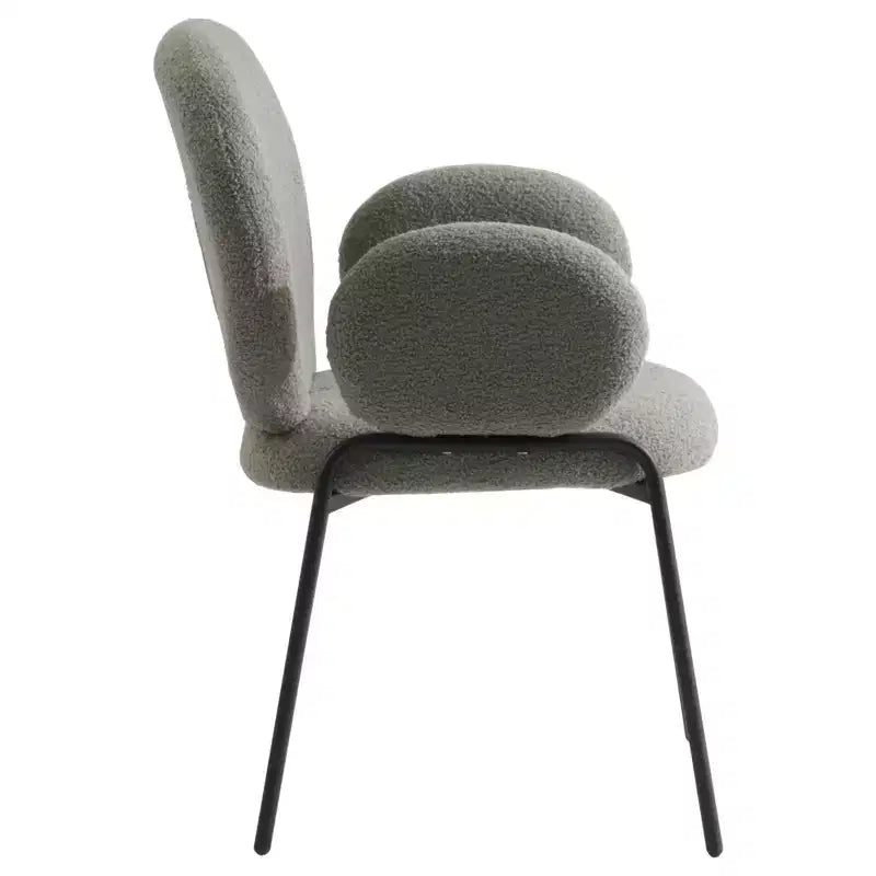 Boucle Dining Arm Chairs with Black Frame  Set of 2, Comfortable, Stylish, Modern Accent for Dining Rooms & Kitchens