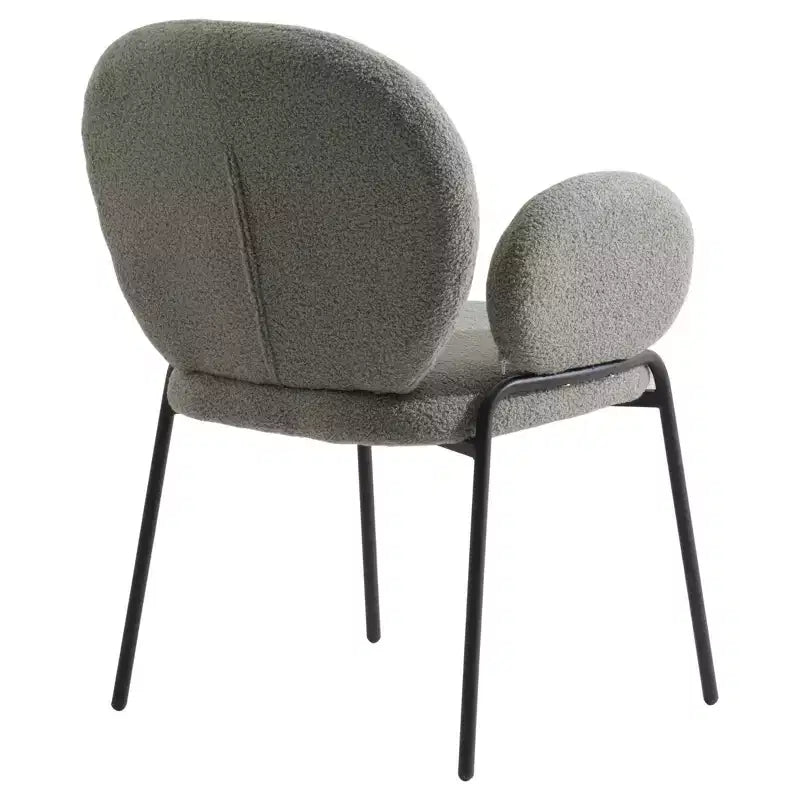 Boucle Dining Arm Chairs with Black Frame  Set of 2, Comfortable, Stylish, Modern Accent for Dining Rooms & Kitchens