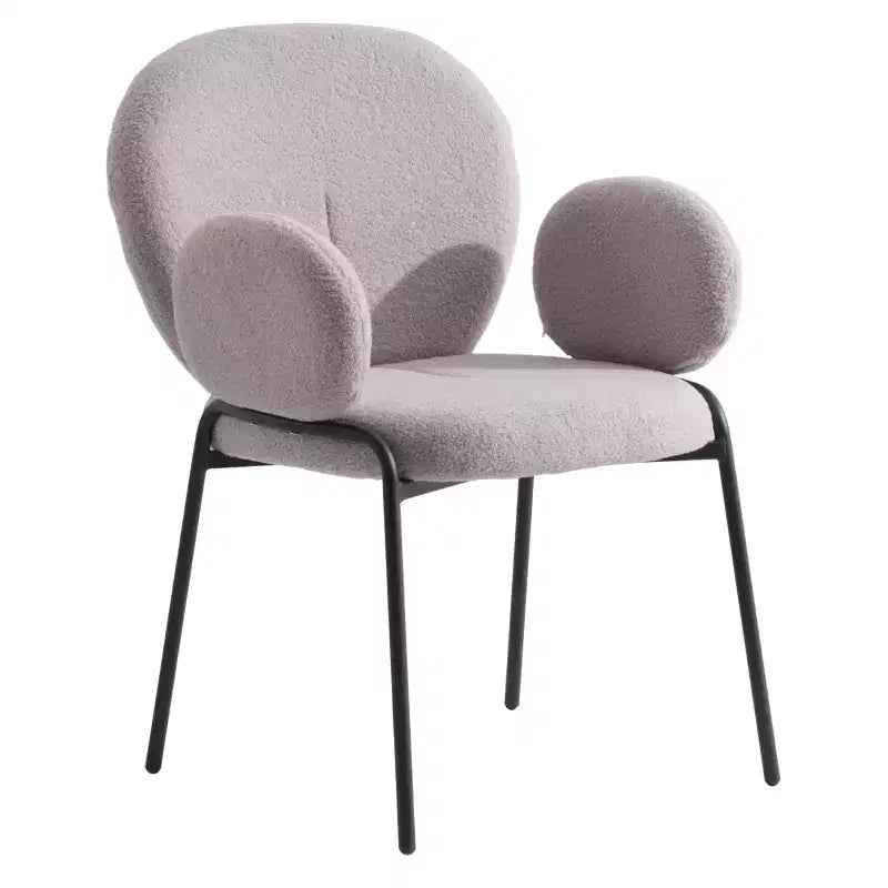 Boucle Dining Arm Chairs with Black Frame  Set of 2, Comfortable, Stylish, Modern Accent for Dining Rooms & Kitchens