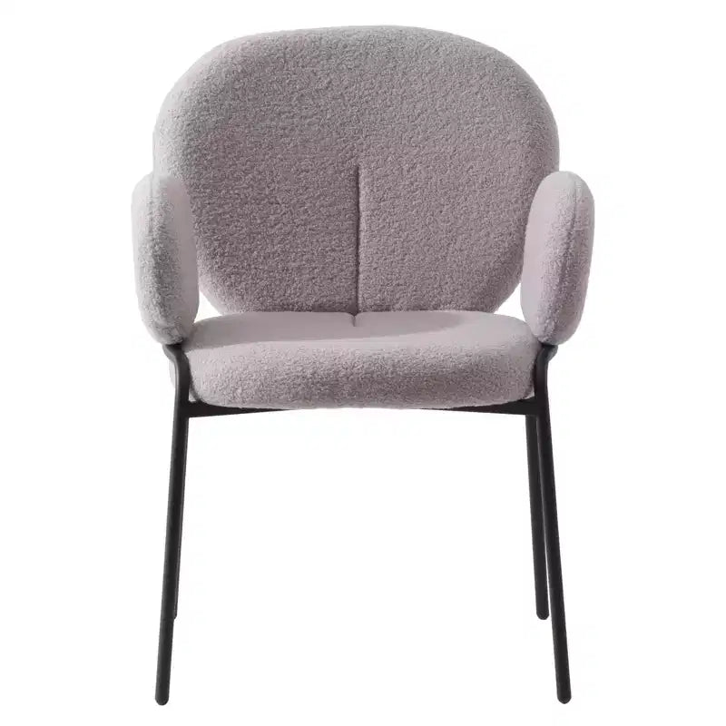 Boucle Dining Arm Chairs with Black Frame  Set of 2, Comfortable, Stylish, Modern Accent for Dining Rooms & Kitchens