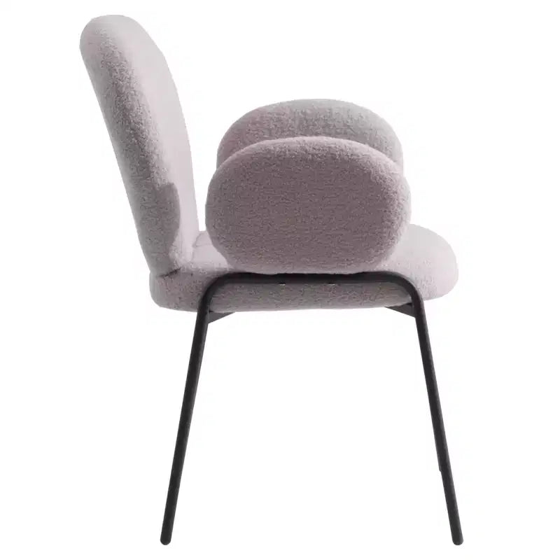 Boucle Dining Arm Chairs with Black Frame  Set of 2, Comfortable, Stylish, Modern Accent for Dining Rooms & Kitchens
