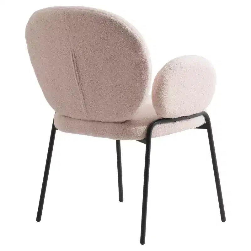 Boucle Dining Arm Chairs with Black Frame  Set of 2, Comfortable, Stylish, Modern Accent for Dining Rooms & Kitchens