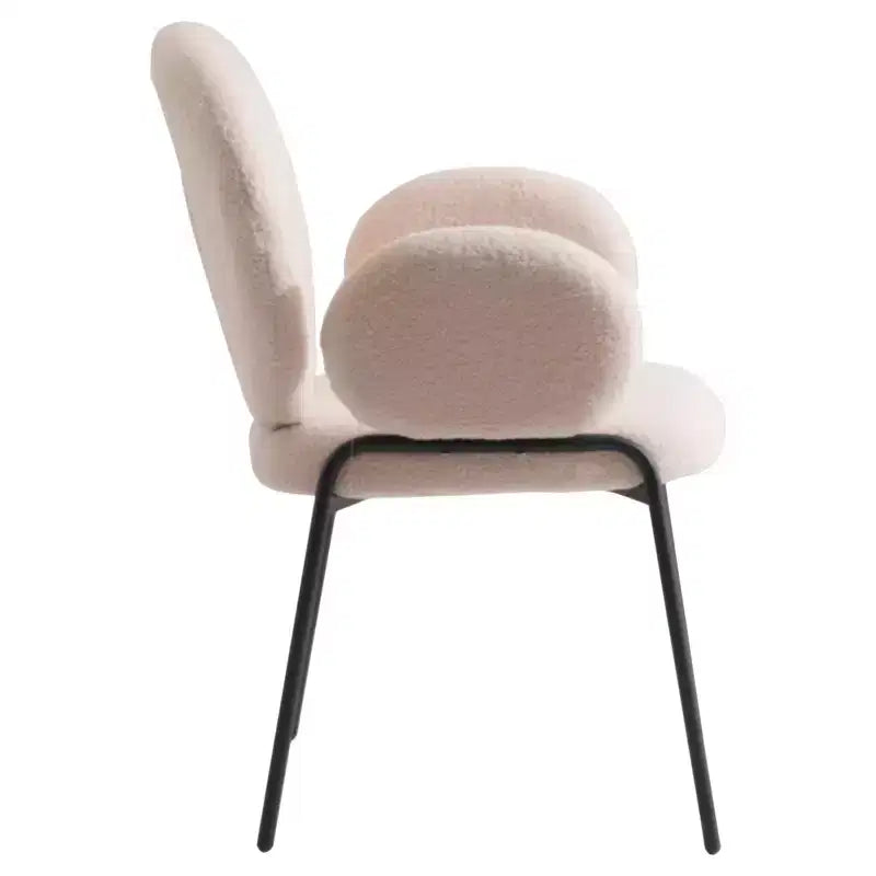 Boucle Dining Arm Chairs with Black Frame  Set of 2, Comfortable, Stylish, Modern Accent for Dining Rooms & Kitchens