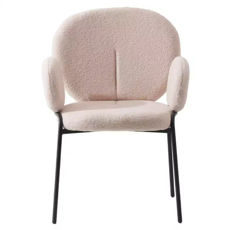 Boucle Dining Arm Chairs with Black Frame  Set of 2, Comfortable, Stylish, Modern Accent for Dining Rooms & Kitchens