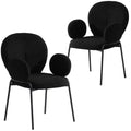 Boucle Dining Arm Chairs with Black Frame  Set of 2, Comfortable, Stylish, Modern Accent for Dining Rooms & Kitchens