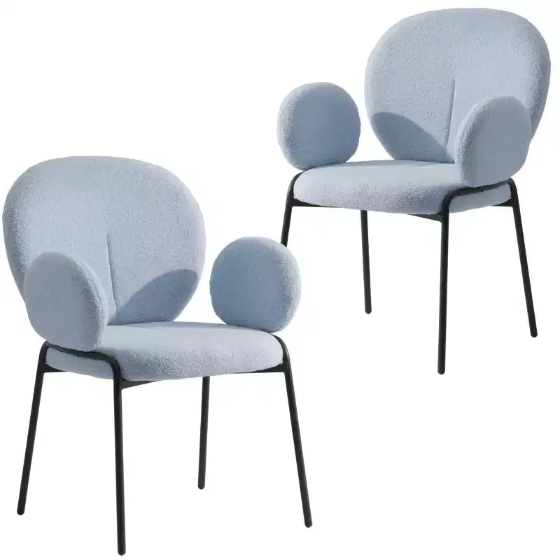 Boucle Dining Arm Chairs with Black Frame  Set of 2, Comfortable, Stylish, Modern Accent for Dining Rooms & Kitchens