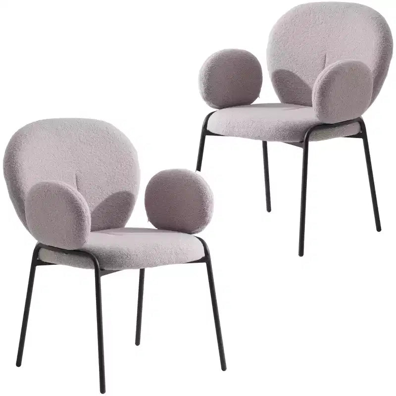 Boucle Dining Arm Chairs with Black Frame  Set of 2, Comfortable, Stylish, Modern Accent for Dining Rooms & Kitchens