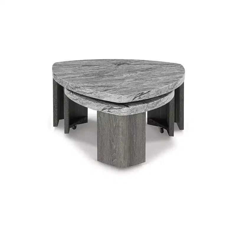 Signature Design by Ashley Surmour Modern Nesting Coffee Table with Faux Marble Top, Gray