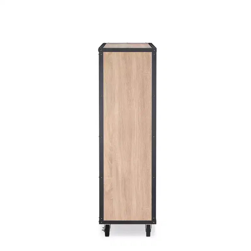 Cassettiera in legno con 5 cassetti e ruote piroettanti