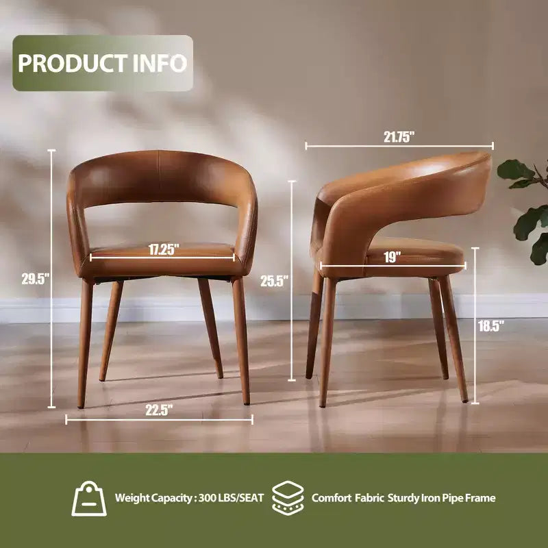 Set of 2 Dining Chair with Metal Legs for Dining Room, Living Room, or Home Office