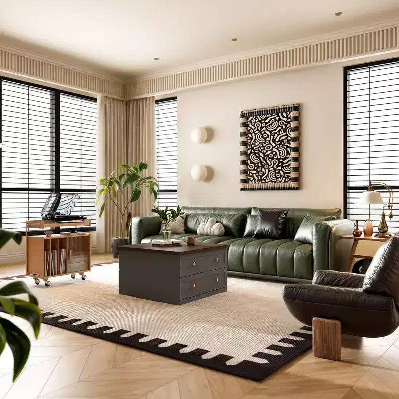 Stylish and Functional Coffee Table - Dark Grey Body with Brown Countertop, Ideal for Modern Living Rooms