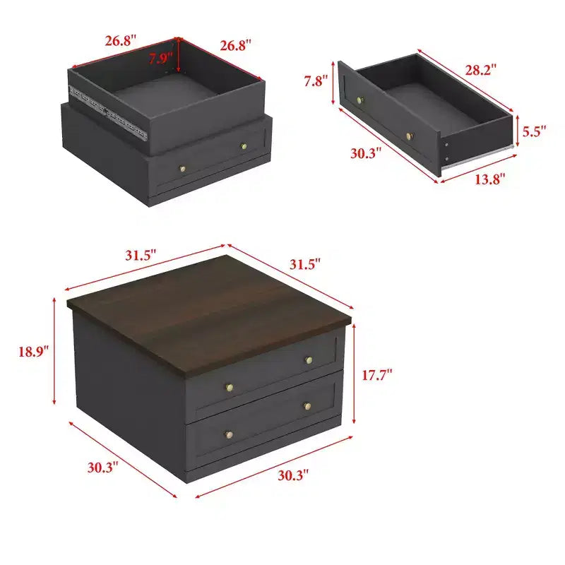 Stylish and Functional Coffee Table - Dark Grey Body with Brown Countertop, Ideal for Modern Living Rooms
