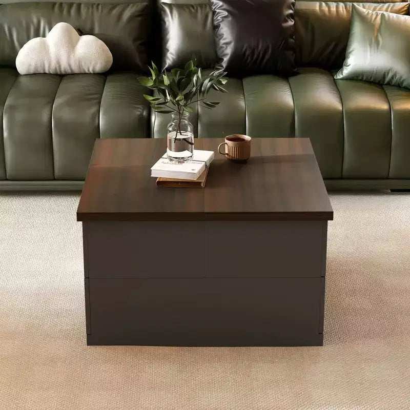 Stylish and Functional Coffee Table - Dark Grey Body with Brown Countertop, Ideal for Modern Living Rooms