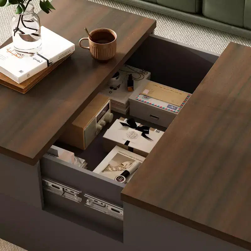 Stylish and Functional Coffee Table - Dark Grey Body with Brown Countertop, Ideal for Modern Living Rooms