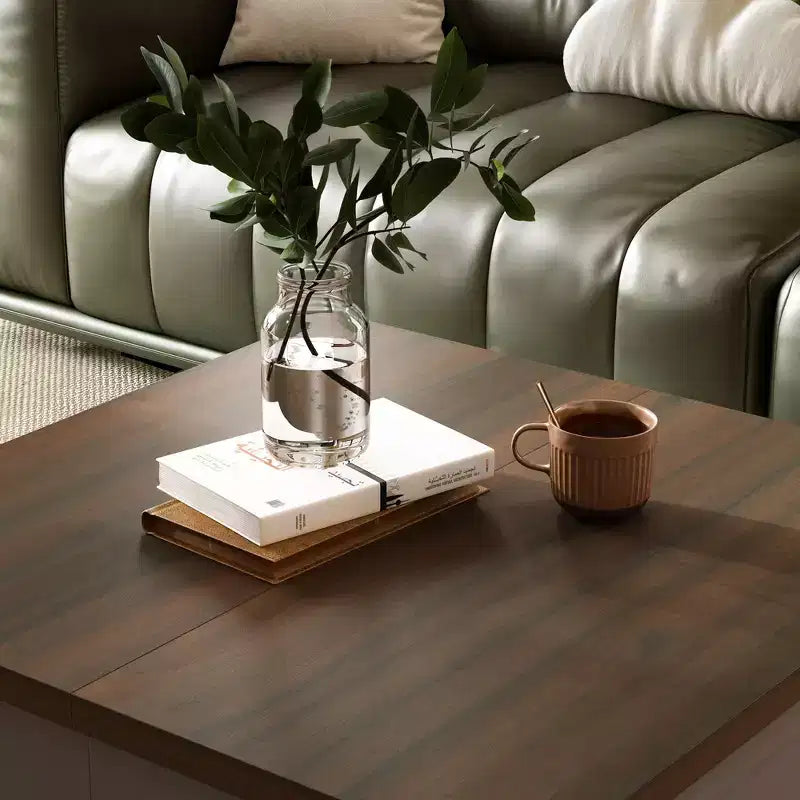 Stylish and Functional Coffee Table - Dark Grey Body with Brown Countertop, Ideal for Modern Living Rooms