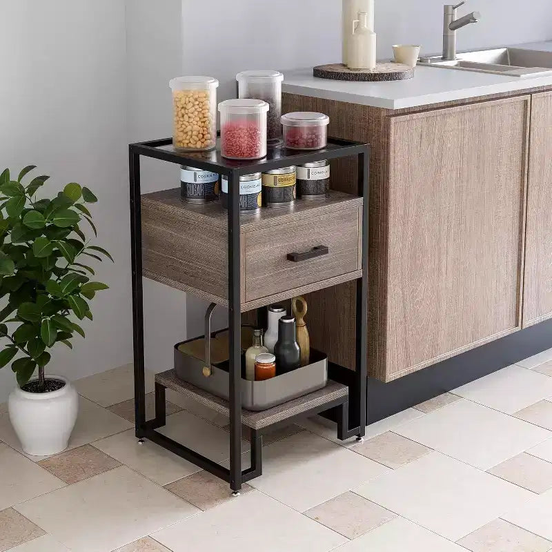 2-Pack Nightstands with Storage Drawer & Shelves, Tempered Glass Top & Steel Frame Bedside Tables for Bedroom, Dorm