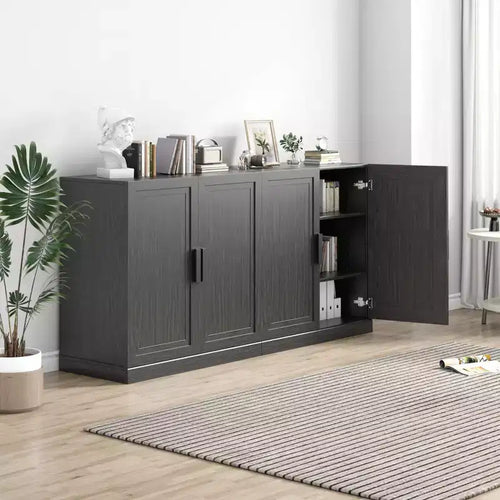 Credenza decorativa in legno nera 31x62x16, contenitore con ripiani regolabili per cucina, camera da letto, ingresso, soggiorno o sala da pranzo