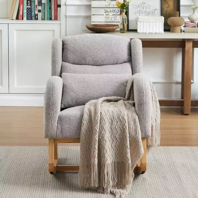 Modern Accent Chair for Living Room, 27.2W Modern Accent High Backrest Lounge Arm Rocking Chair, Two Side Pocket