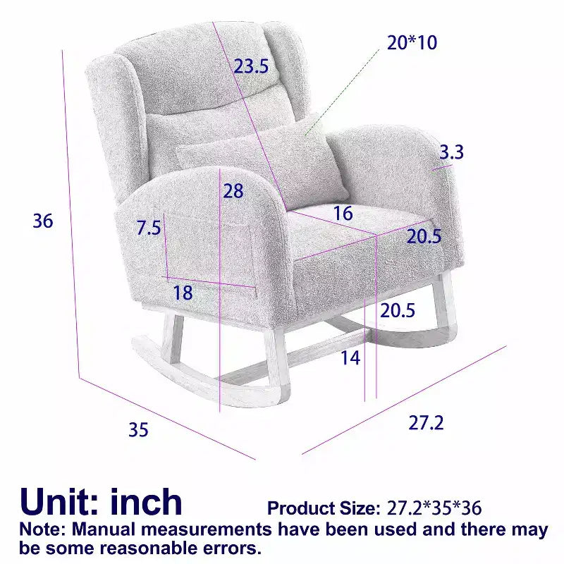 Modern Accent Chair for Living Room, 27.2W Modern Accent High Backrest Lounge Arm Rocking Chair, Two Side Pocket