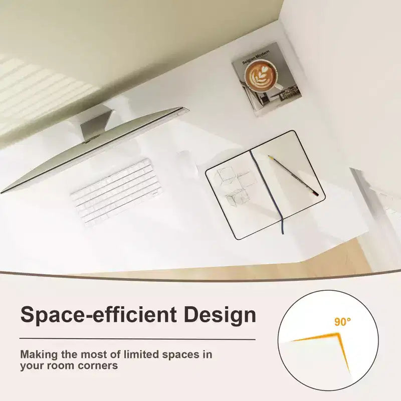 L Shaped Computer Desk with Drawer & Storage Shelves for Home Office Workstation