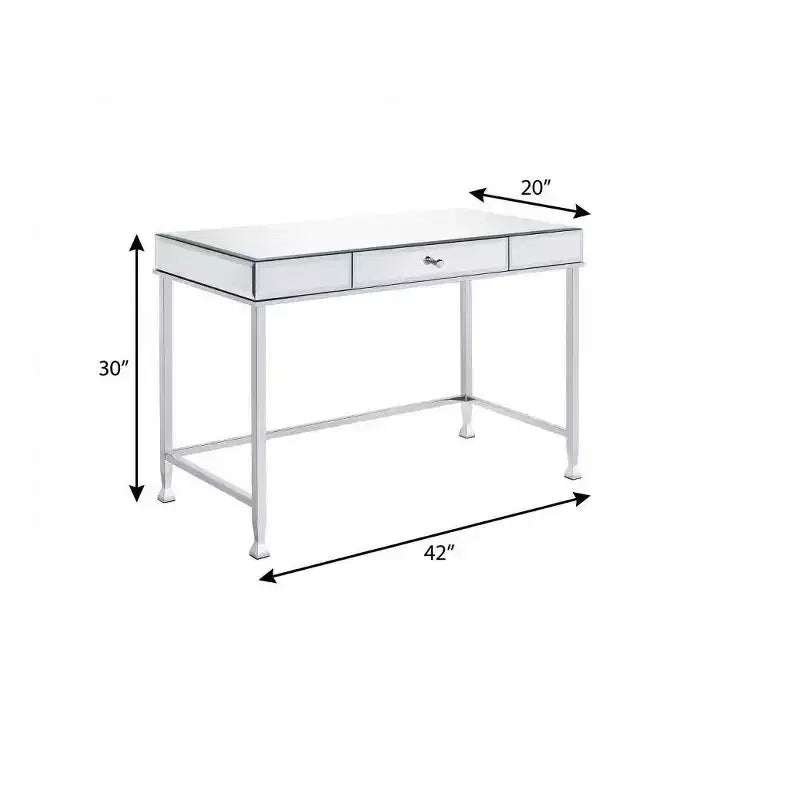 42 Clear and Silver Mirrored Writing Desk