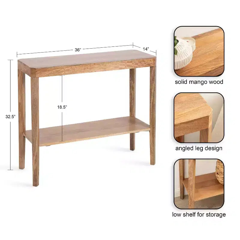 Wood Console Table, 36x14x33, Natural