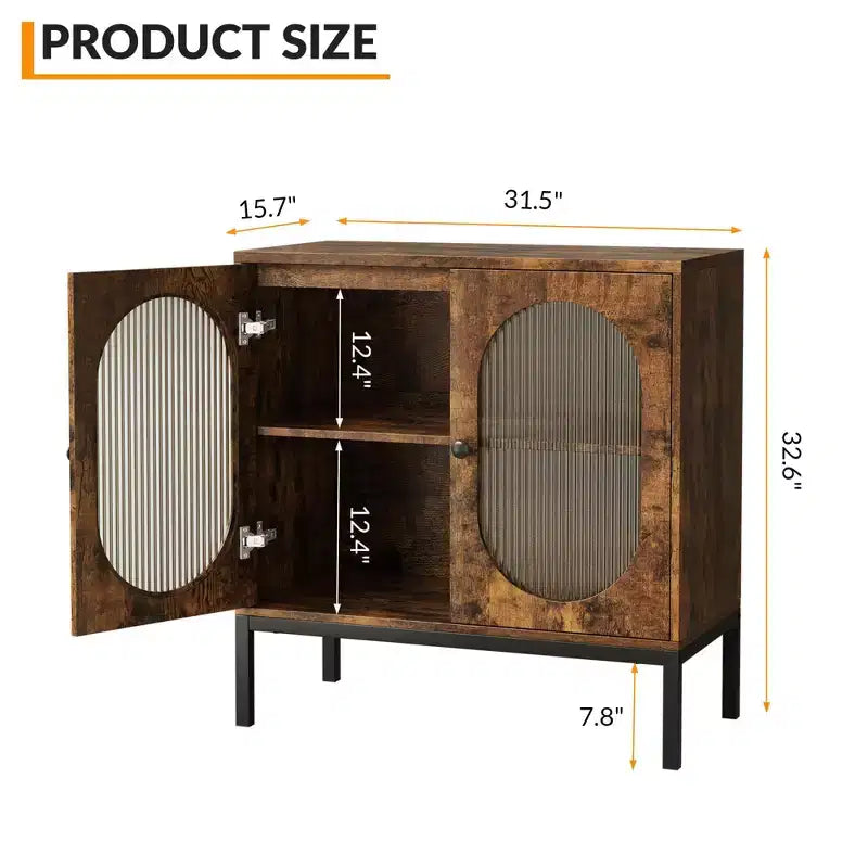 Credenza moderna in rattan con ante, madia contenitore in legno per sala da pranzo o cucina con piedini in metallo