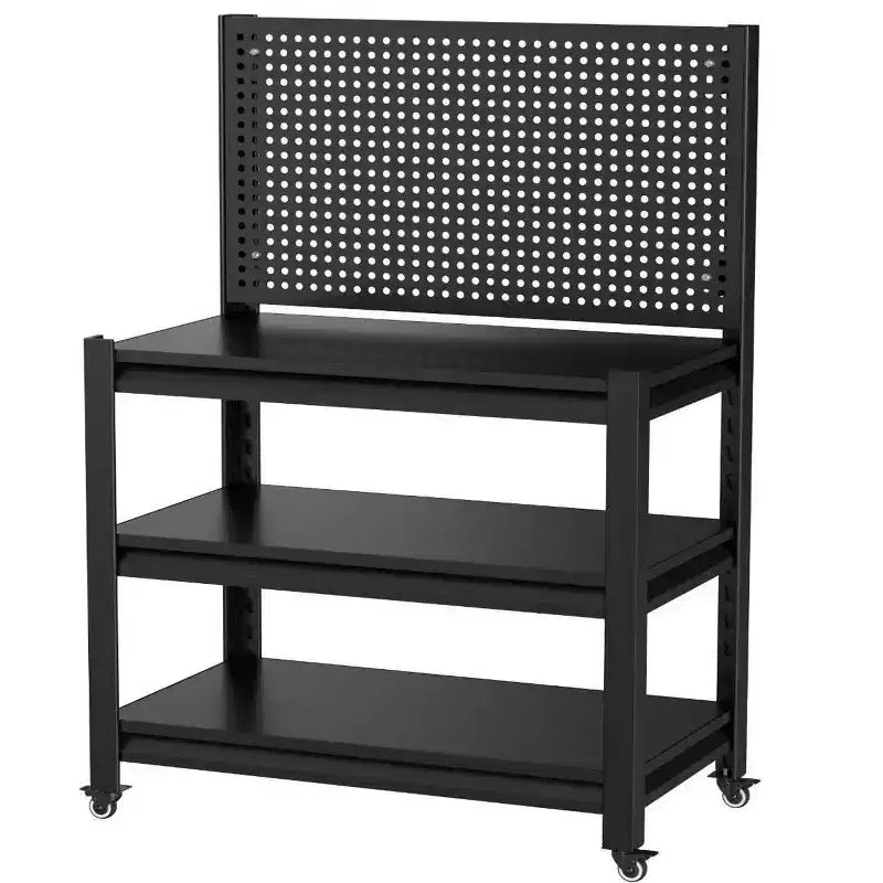 18 Heavy-Duty Metal Storage Shelving with Pegboard - 3-Tier Adjustable Garage Rack & Industrial Utility Shelf for Kitchen, Pantry & Garden