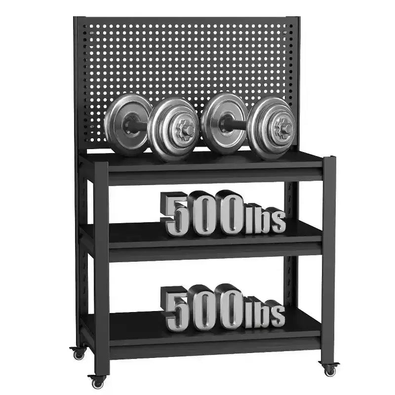 18 Heavy-Duty Metal Storage Shelving with Pegboard - 3-Tier Adjustable Garage Rack & Industrial Utility Shelf for Kitchen, Pantry & Garden