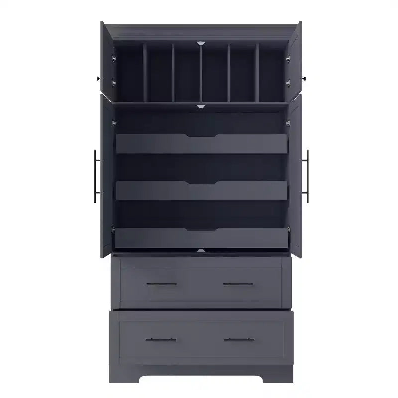 72 Farmhouse Kitchen Pantry Cabinet, Freestanding Dining Storage Cabinet with Drawers, Pull-Out Trays, and Cake Pan Storage