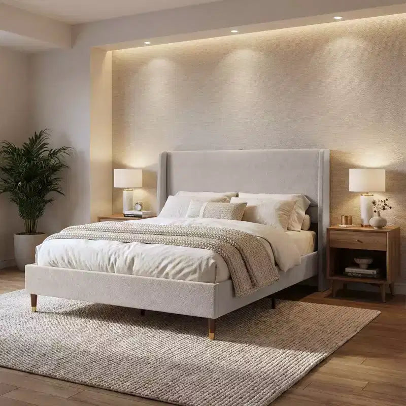 Letto moderno imbottito con contenitore
