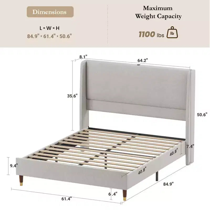 Letto moderno imbottito con contenitore