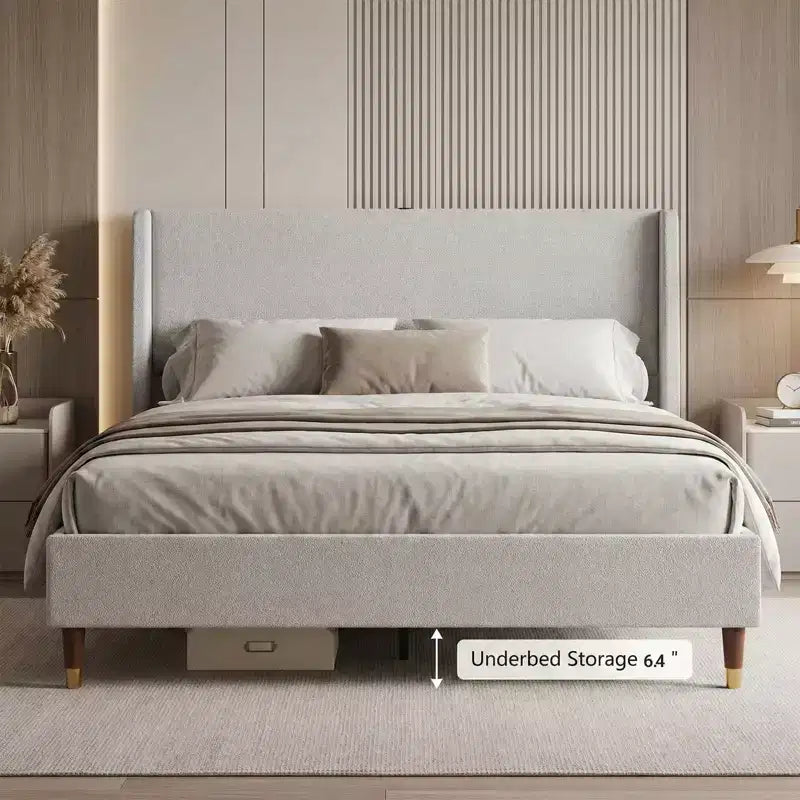 Letto moderno imbottito con contenitore