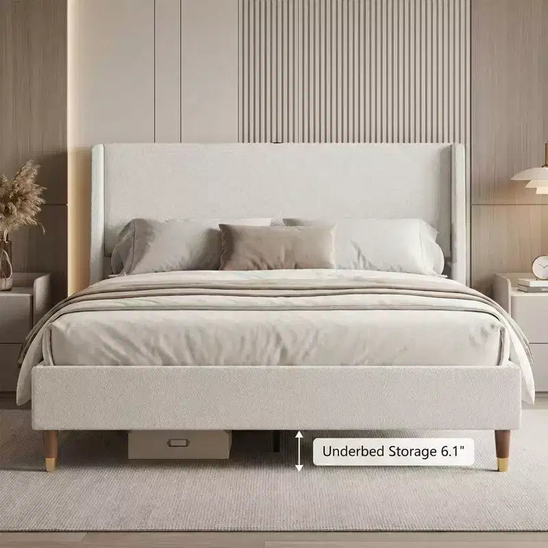 Letto moderno imbottito con contenitore