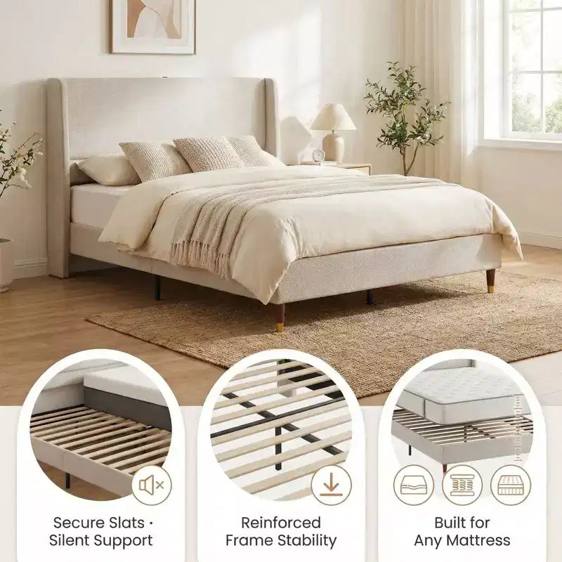 Letto moderno imbottito con contenitore