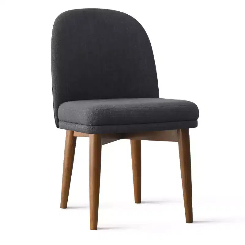 Set of 2 Modern Upholstered Dining Chairs, Linen Blend Armless Kitchen Seating with Solid Rubberwood Legs for Dining Room
