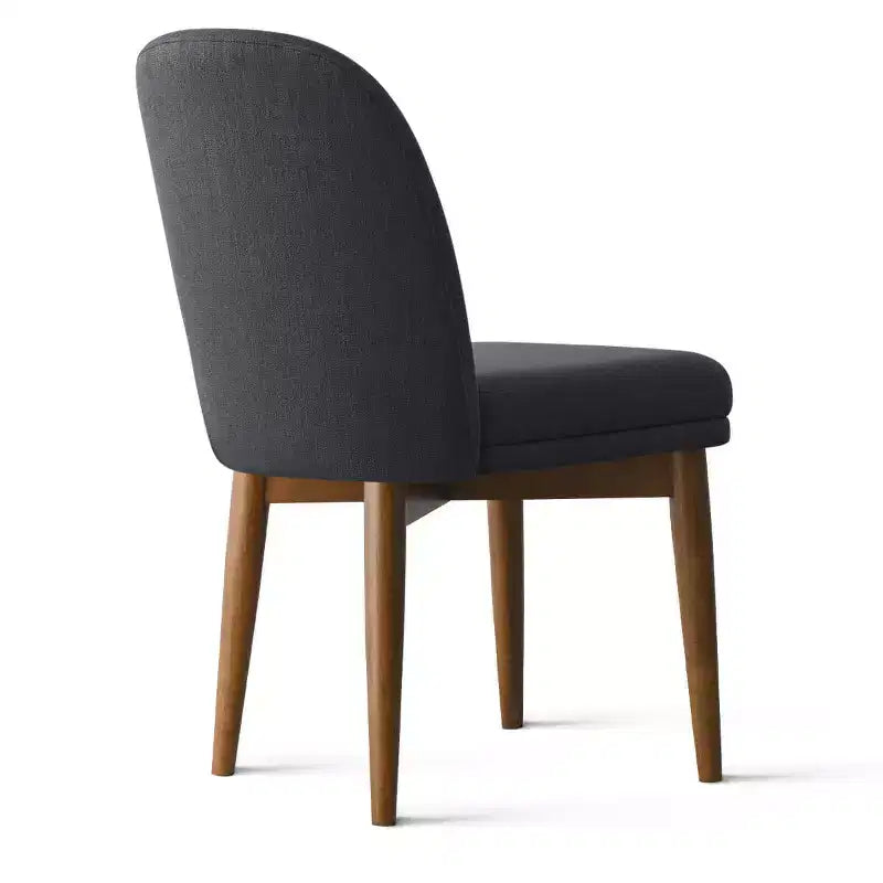 Set of 2 Modern Upholstered Dining Chairs, Linen Blend Armless Kitchen Seating with Solid Rubberwood Legs for Dining Room