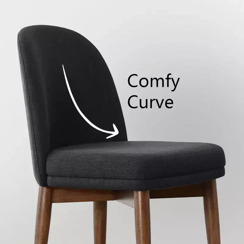 Set of 2 Modern Upholstered Dining Chairs, Linen Blend Armless Kitchen Seating with Solid Rubberwood Legs for Dining Room